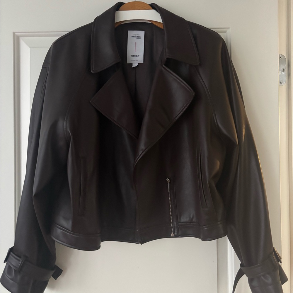 Fabrique Fred Short Jacket in Eco Leather Color Russet Brown Size L